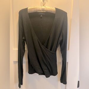 Banana Republic ribbed wrap front long sleeve top